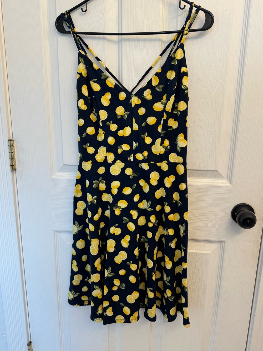Nine Britton Lizzie Brushed Knit Yellow Lemon Print Spaghetti Strap Dress